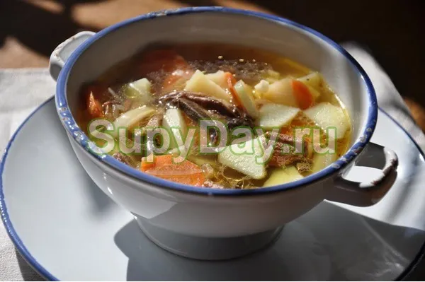 Замороженный суп из баклажанов и грибов