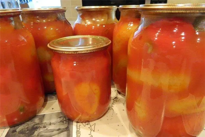 Перец с томатным соком на зиму