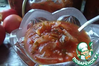 Рецепт: консервированный лук с помидорами