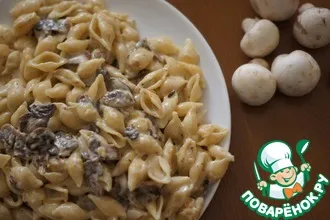 Рецепт: грибы и макароны в сливочном соусе