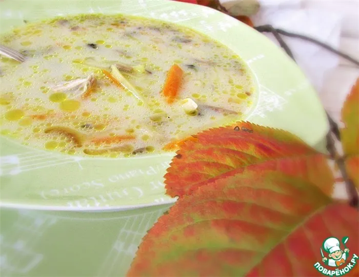 Рецепт: суп со сливочным сыром и грибами