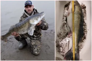 Новосибирские рыбаки поймали в реке Парка метровой длины