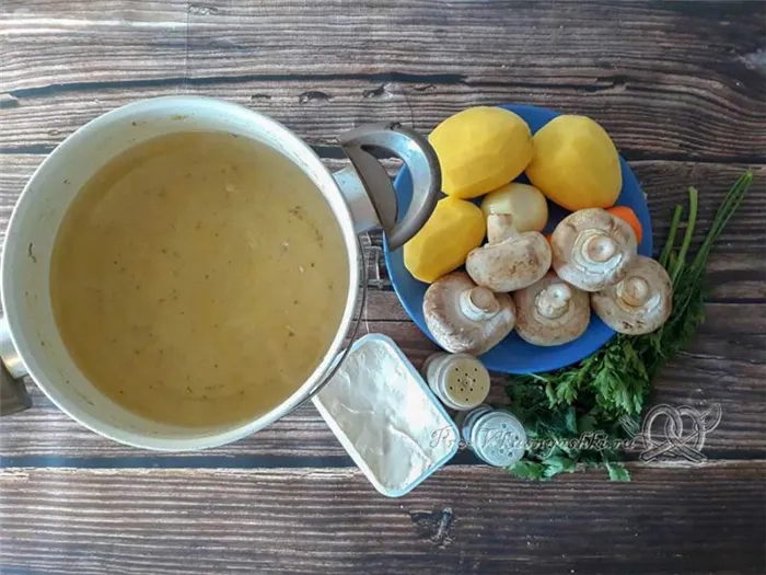 Сырный суп с шампиньонами - Ингредиенты