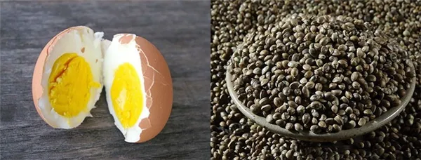 вареное яйцо с конопляным зерном