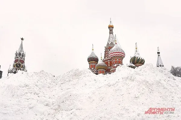 Из-за небывалого снегопада Красная площадь превратилась в белую.